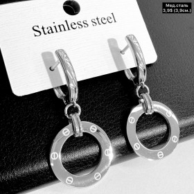 Сережки мед.сталь 10681 (3.9см.)	